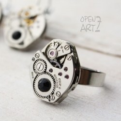 Steampunk пръстен  с кристал Swarovski 161